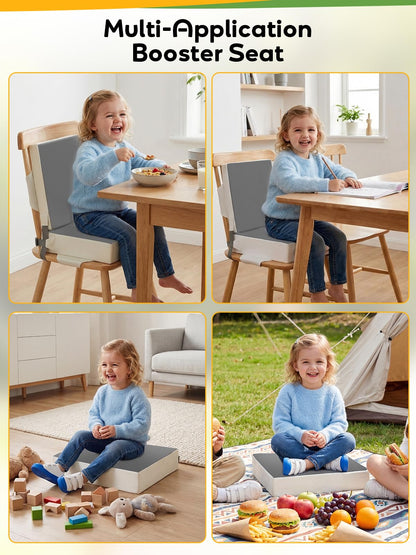 Booster Seat for Kitchen Chair - Toddler Booster Seat for Dining Table - PU Washable Double-Safety