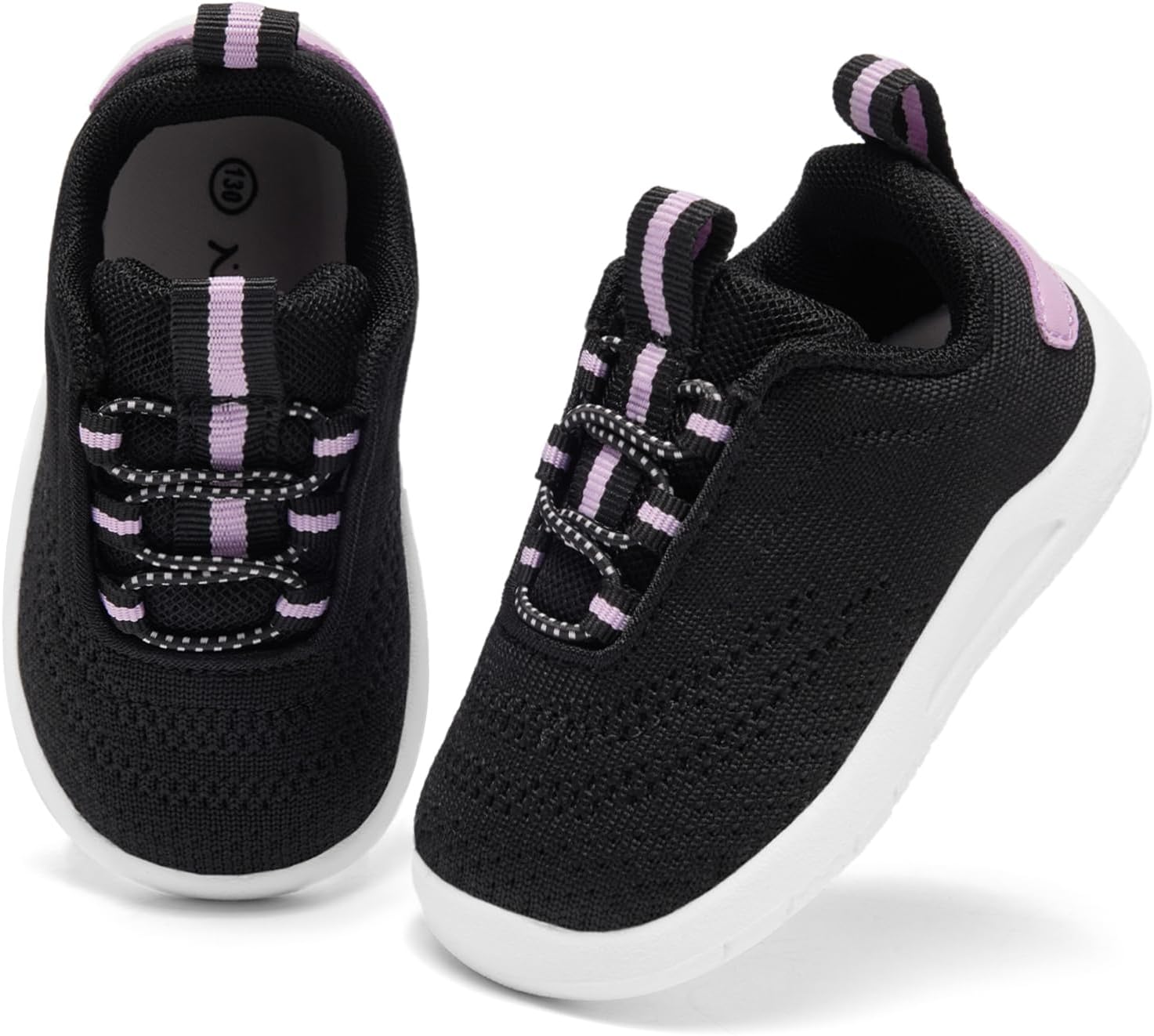 MORENDL Toddler Slip On Sneakers Baby Walking Shoes Non-Slip Breathable Unisex Pink Mesh Lace-Up
