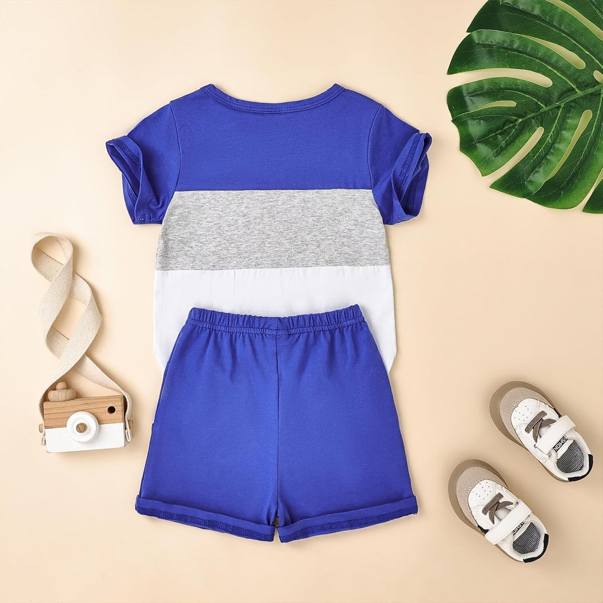 Baby Boy Clothes Toddler Boy Summer Outfits Short Sleeve Patchwork Top T-shirt & Pocket Pant Set 2