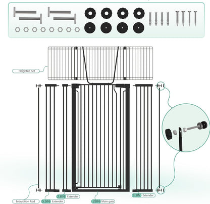 Jiprlak51 Extra Tall Cat Gate for Doorway – 28.5"-48.7" Extra Wide Pet Gate with Adjustable Cat