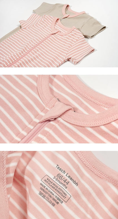 Teach Leanbh Toddler Baby Boys Girls 2-Pack Pajamas Cotton 2 Way Zipper Short Sleeve Footless