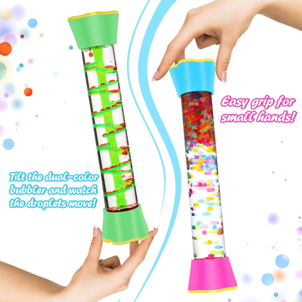 YUE MOTION Sensory Fidget Tubes Set - Calming Toys for Kids - Sensory Tube for Calm Down Corner