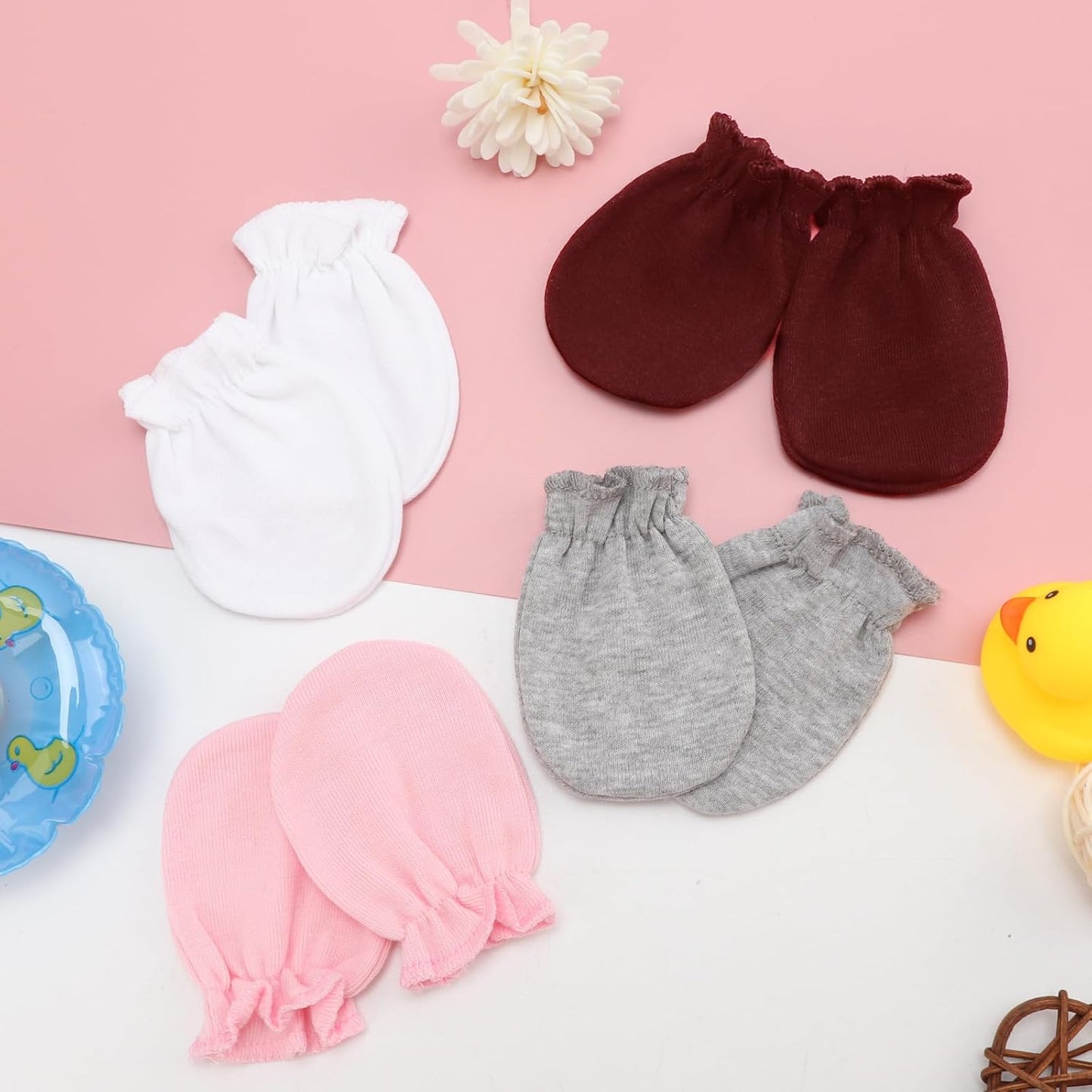 Newborn Baby Mittens No Scratch Cotton Elastic Wrist Gloves Infant Toddler Mittens for Baby Boy