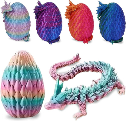 Cessfle 3D Printed Dragon in Egg, Crystal Dragon Eggs with Dragon Inside, Full Articulated Dragon