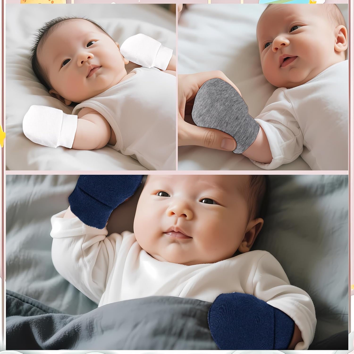 No Scratch Baby Mittens Newborn Infant Toddler Mittens Soft Elastic Wrist Gloves Mitten for 0-6