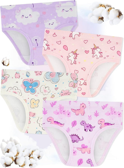 Girls' Underwear,Soft Cotton Tagless Panties for Toddlers' & Little Kids' Comfort,Breathable