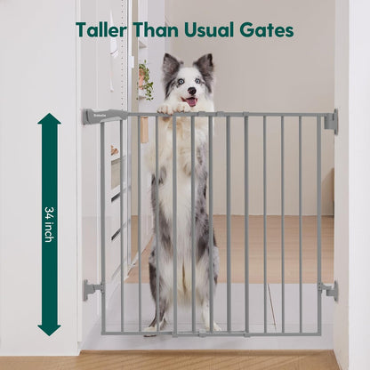 Babelio 34" Extra Tall Baby/Dog Gate with No Threshold Design Walk Thru Door, 26-43" Auto Close