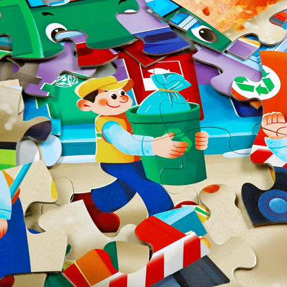 Jumbo Floor Puzzle for Kids,Recycling Garbage Truck Jigsaw Large Puzzles,48 Piece Trash Truck