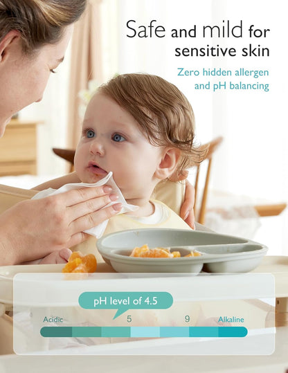 Momcozy Baby Wipes-Extra Large Size Design, 99% Water Based, Unscented & Hypoallergenic, Cleansing