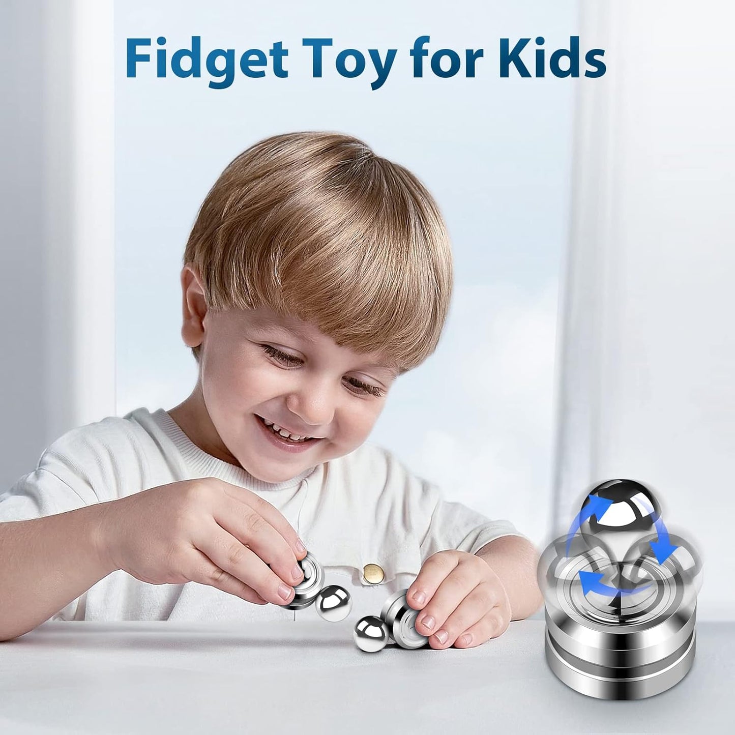 Fidget Slider Toy,Steel Ball Orbiter Magnetic Slider Sensory Toys,360° Rotation Anxiety Stress