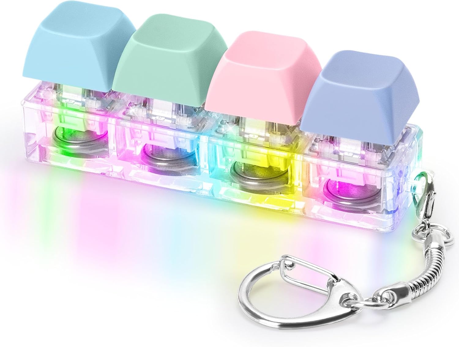 Keyboard Fidget Toys Adults Fidget Keyboard Clicker with LED Light Keychain Sensory Toys for