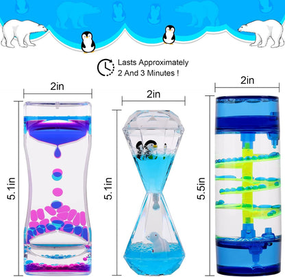 XINBAOHONG Liquid Motion Bubbler for Kids and Adults 3-Pack Hourglass Liquid Bubbler Timer for