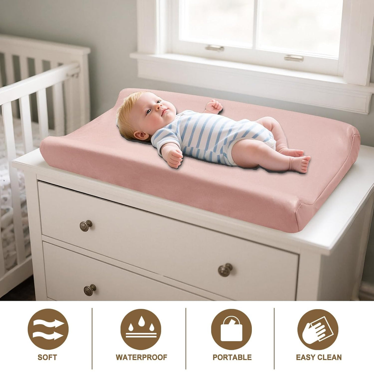 Owlowla Changing Pad Cover,Waterproof Changing Pad Covers-Soft Leather Diaper Changing Table