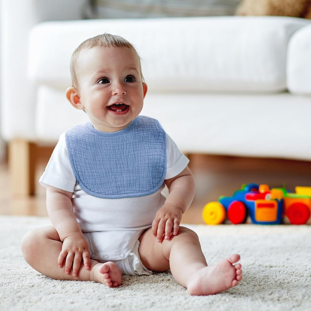 6-Pack Muslin Baby Bibs for Unisex Boys Girls, Cotton Baby Drool Bibs, Drooling and Teething Bibs