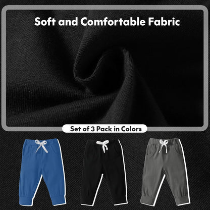 DREAM BUS Pack of 3 Toddler Jogger Pants with Pocket Toddler Boy Sweatpants Baby Boy Pants Infant