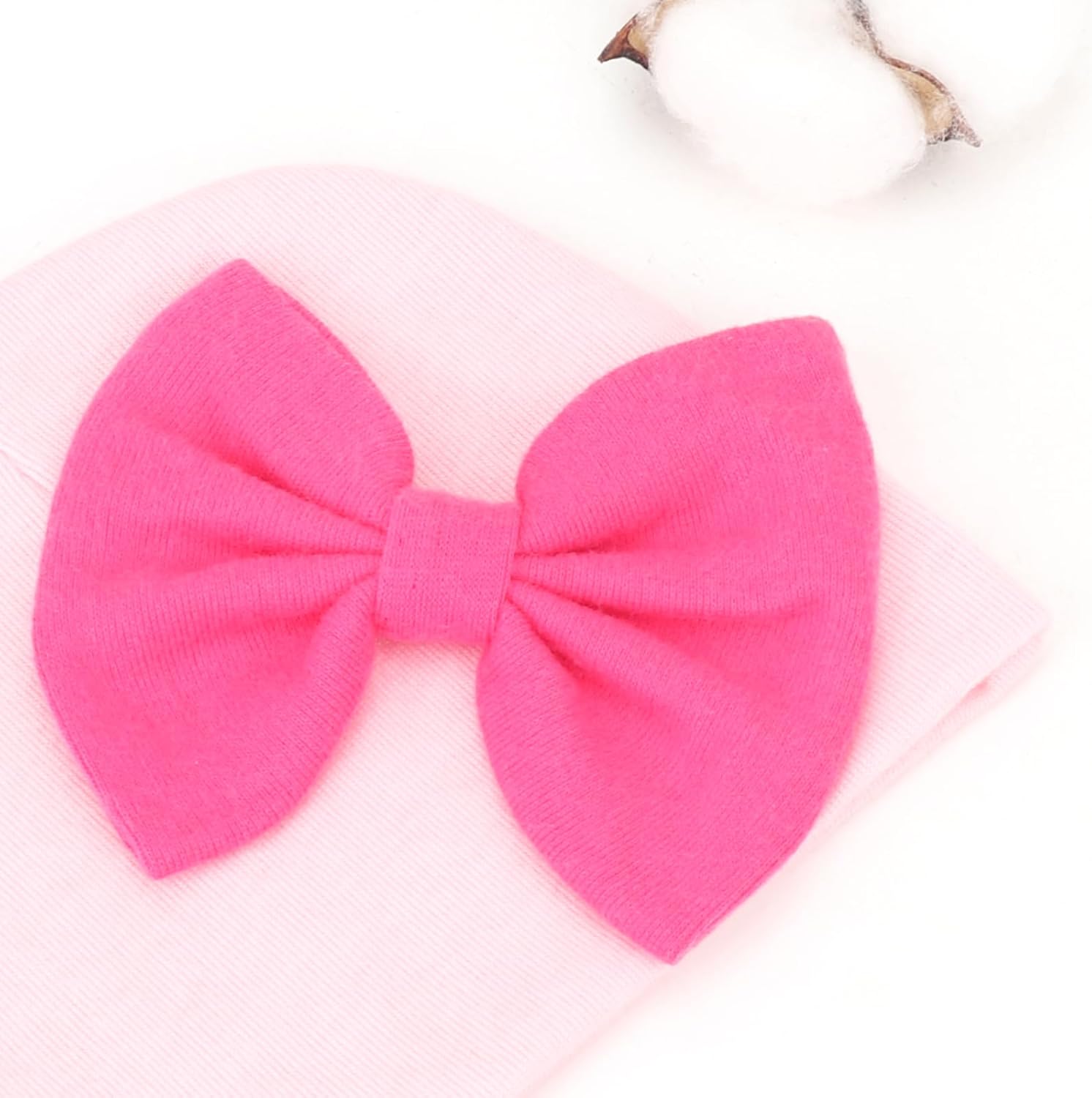 BQUBO Newborn Baby Hats Mittens Set Hospital Hat Beanie Infant Bow Hats Baby Gloves No Scratch