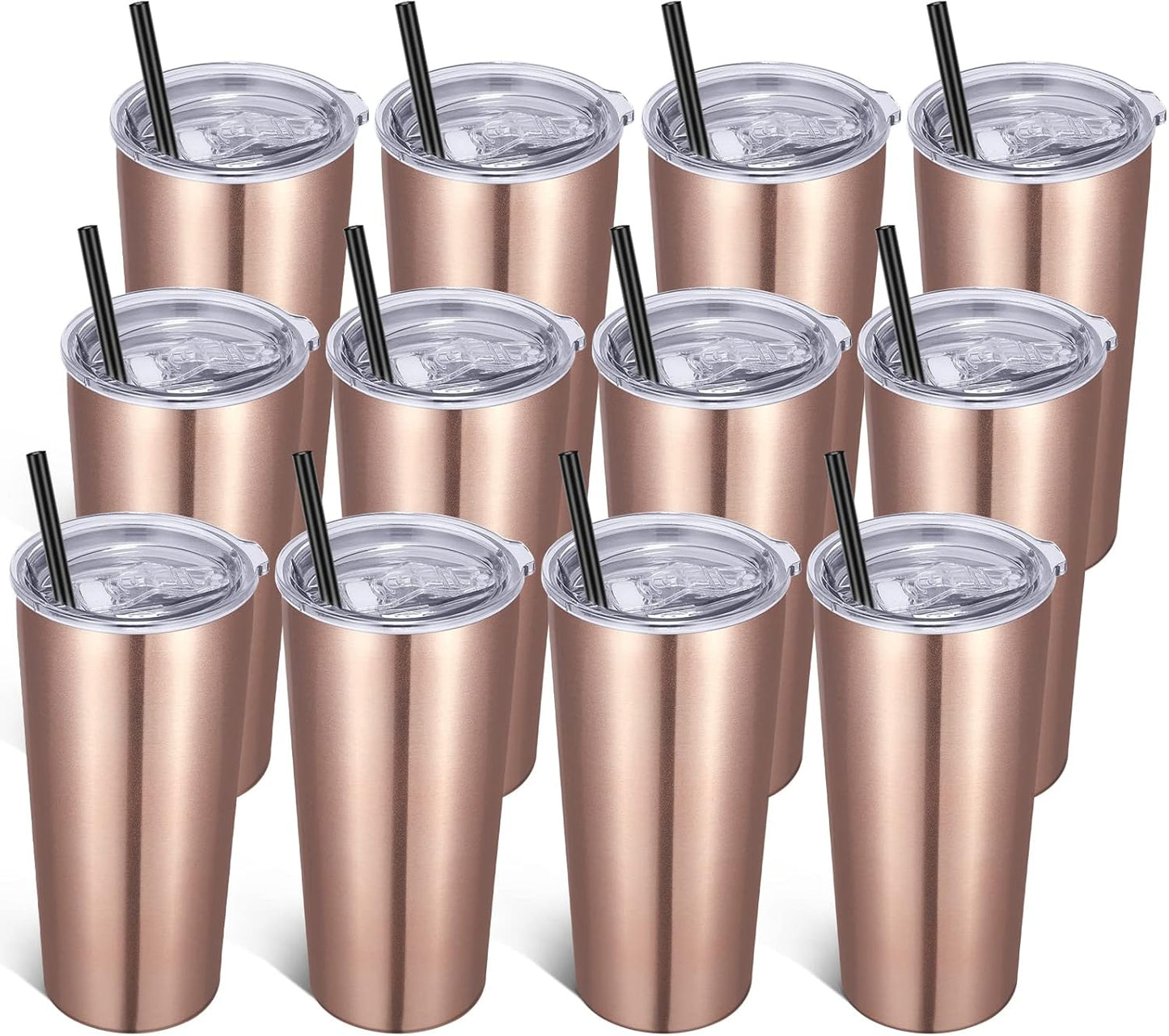 VEGOND 20oz Tumbler Bulk with Lid and Straw 12 Pack, Stainless Steel Vacuum Insulated Tumbler
