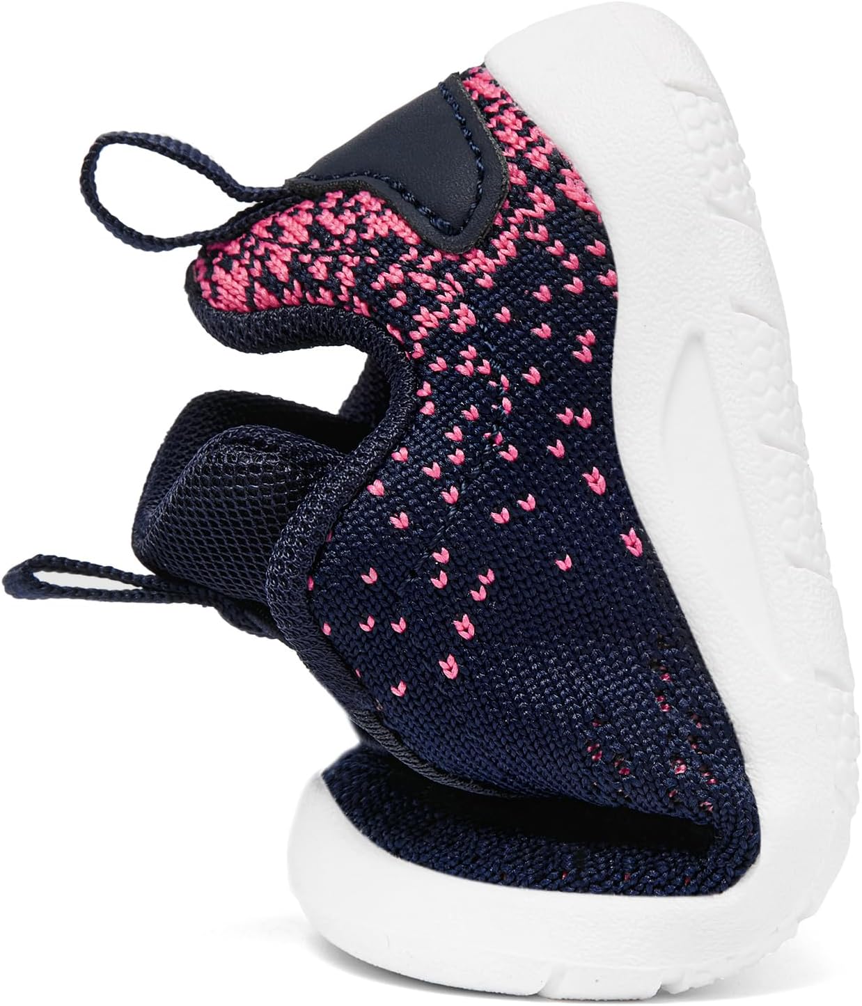 MORENDL Toddler Slip On Sneakers Baby Walking Shoes Non-Slip Breathable Unisex Pink Mesh Lace-Up