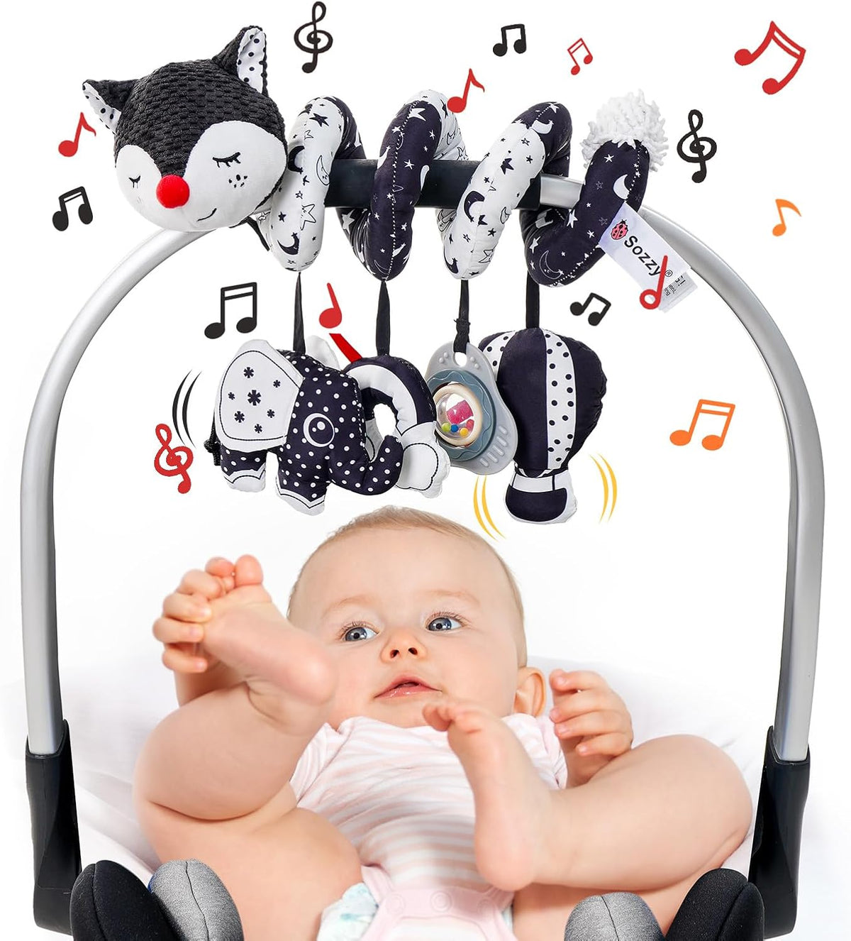 Jollybaby Crib Stroller Car Seat Toys for Baby 0-3-6-9-12 Months, Tummy Time Hanging Sensory Toys