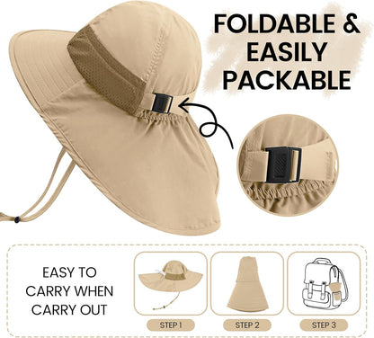 Baby Sun Hat with Neck Flap for Sun Protection Toddler Beach Hat UPF 50+ Outdoors 0-6 Years Boys