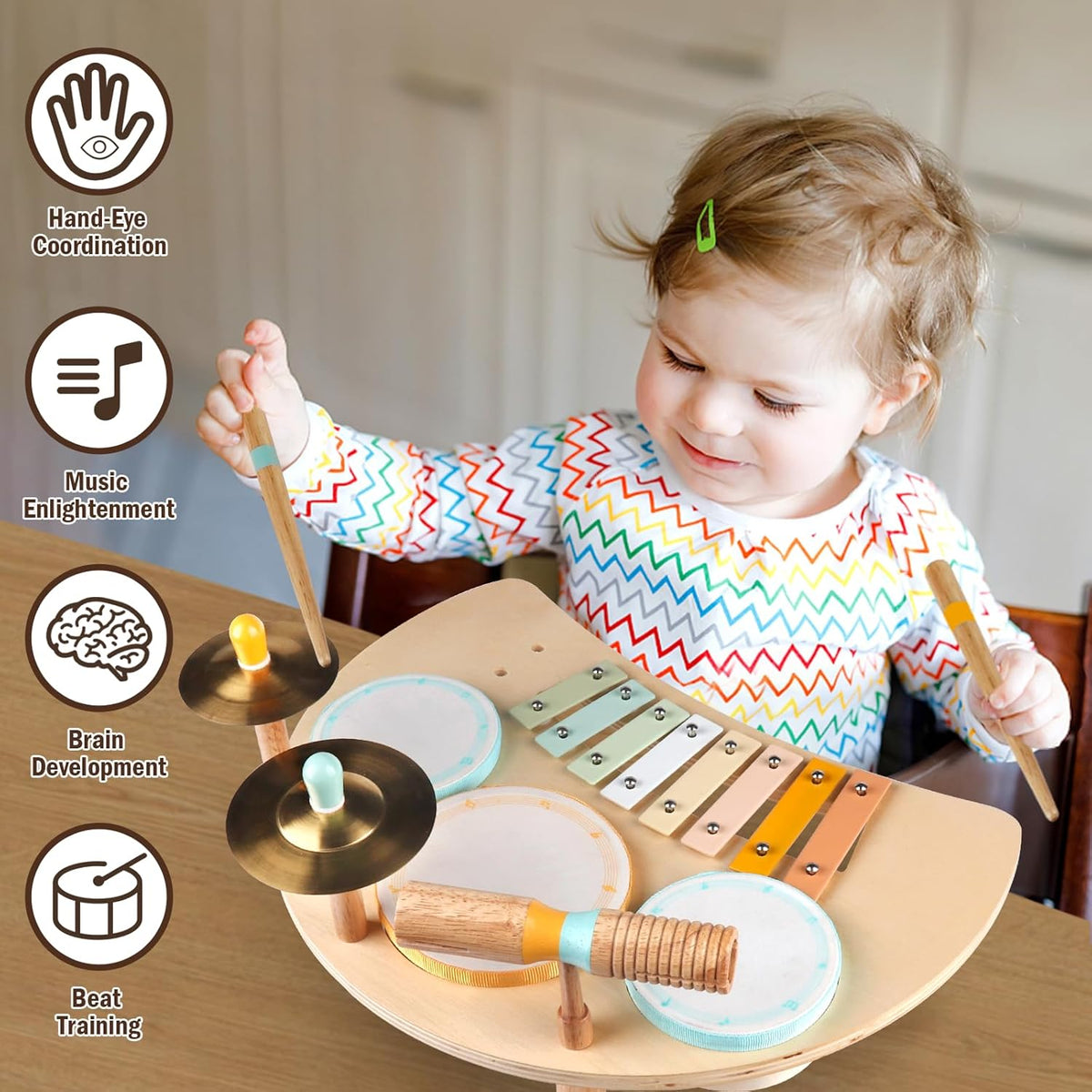 Toddlers Drum Set Toys for 1 Year Old Boy Girls,Baby Drum with Xylophone for Toddlers 1-3,Musical