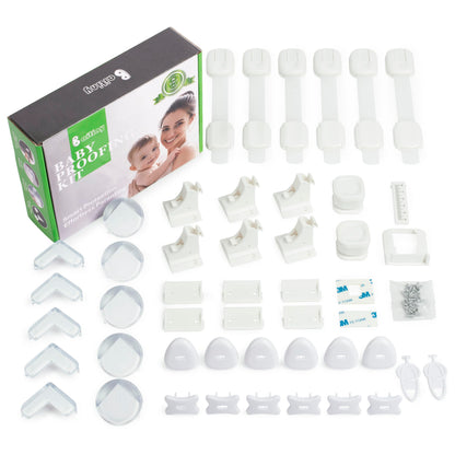 Baby Proofing Kit 44 Pack– Child Proof Essentials Set with Magnetic Cabinet Locks, Corner