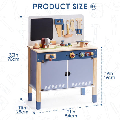 ROBOTIME Kids Tool Bench, Wooden Tool Workbench for Toddler, Tool Bench with Play Tools Set and
