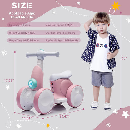 6V Electric Baby Balance Bike with Bubble Machine,4 in 1 Toddler Balance Bike w/Remote Control for