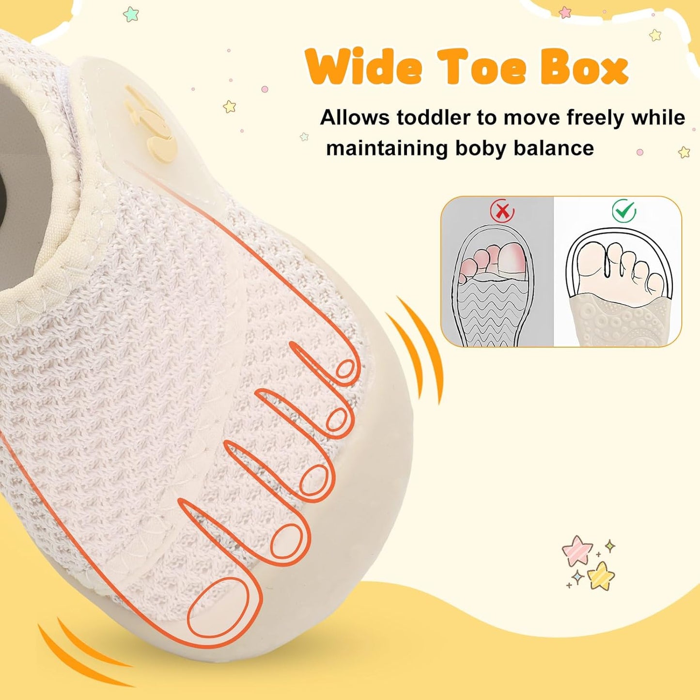 FEETCITY Baby First Walking Shoes Wide Baby Shoes Infant Sneakers Newborn Crib Shoe Barefoot