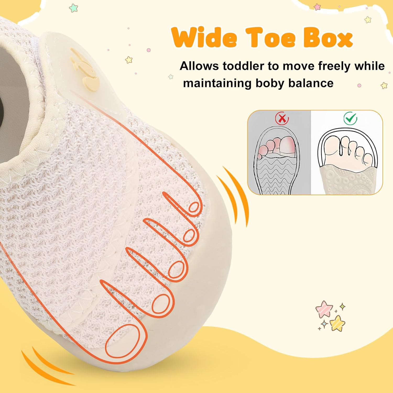 FEETCITY Baby First Walking Shoes Wide Baby Shoes Infant Sneakers Newborn Crib Shoe Barefoot