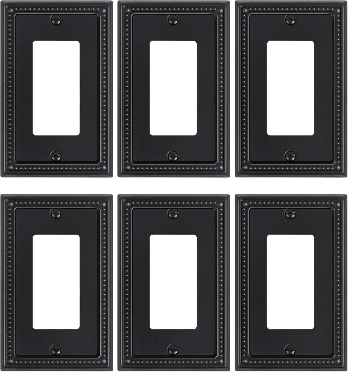 6-Pack Decorator Outlet Cover Plate, Pearls Decorative Switch Plates and Outlet Covers, Black Metal