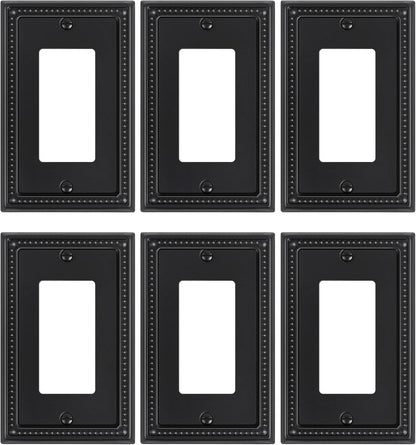 6-Pack Decorator Outlet Cover Plate, Pearls Decorative Switch Plates and Outlet Covers, Black Metal