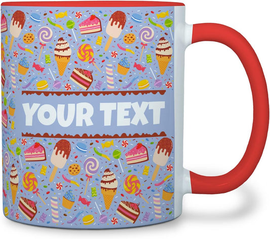 Personalized Mug for Kids - Sweets - Custom Name/Text, Ceramic Hot Chocolate/Cocoa/Coffee Cup for