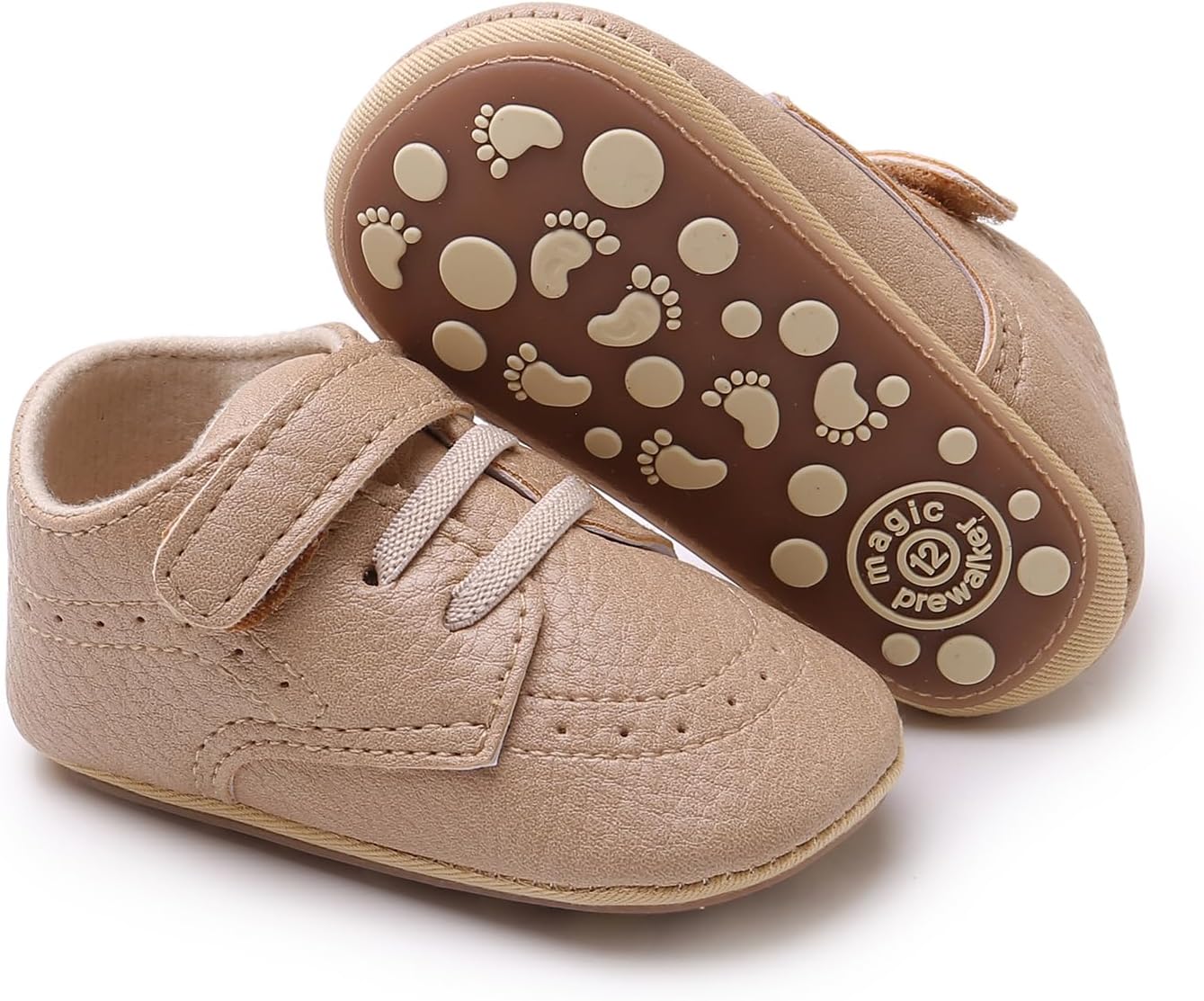 SOFMUO Baby Boys Girls High Top Ankle PU Leather Sneakers Soft Rubber Sole Infant Moccasins Newborn