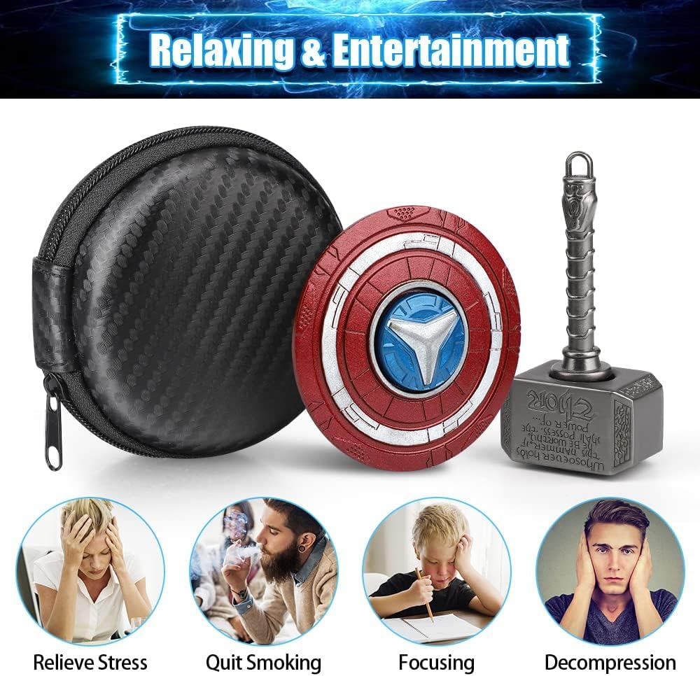 Transformable Fidget Spinner, Metal Hand Hammer Fidgit Toy for Kids Adults, Cool Shield Chain
