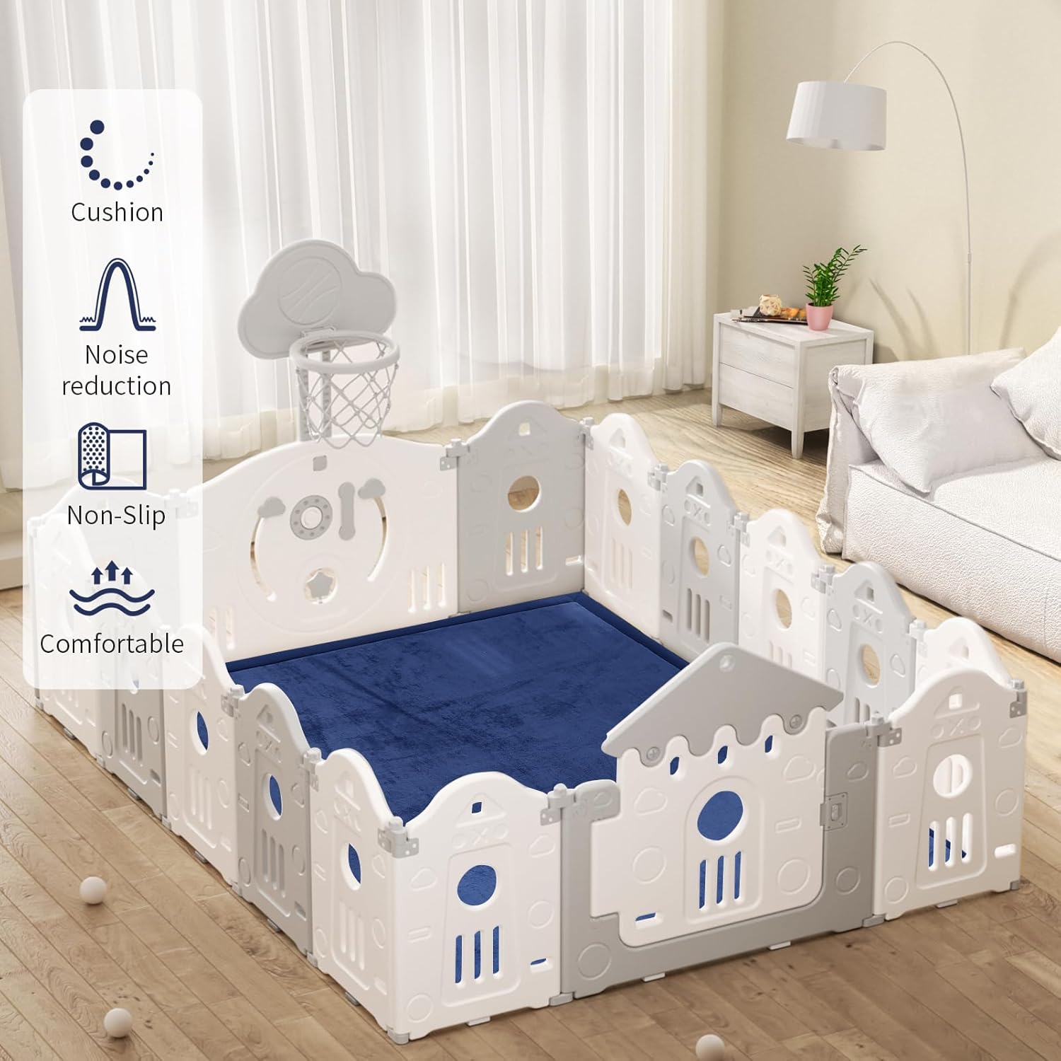 ACOMOPACK Baby Play Mat for Floor 1.3" Thick Memory Foam Play Mat 39"×59" Tummy Time Crawling with