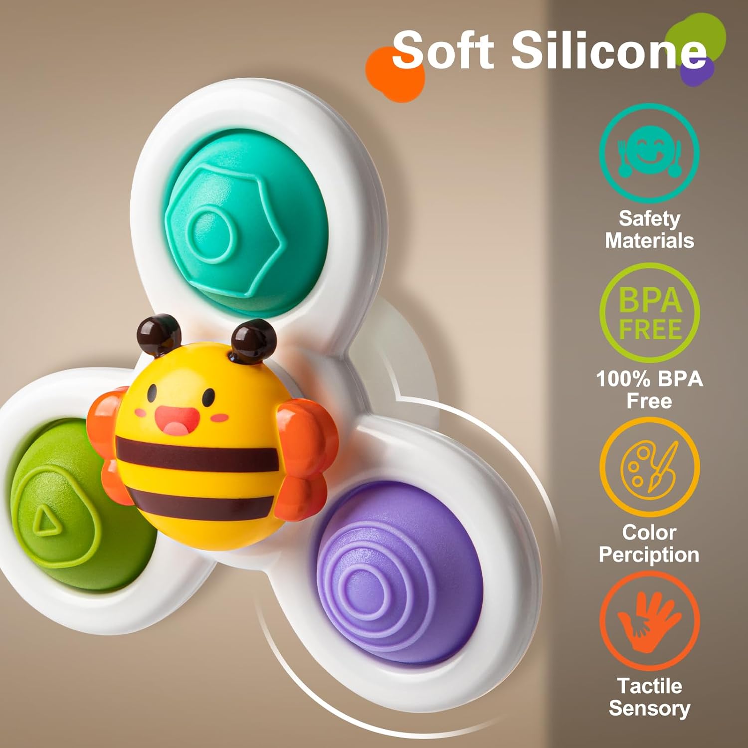 TOHIBEE 3PCS Suction Cup Spinner Toys for 1 2 Year Old Boys Spinning Toys 12-18 Months Sensory Toys