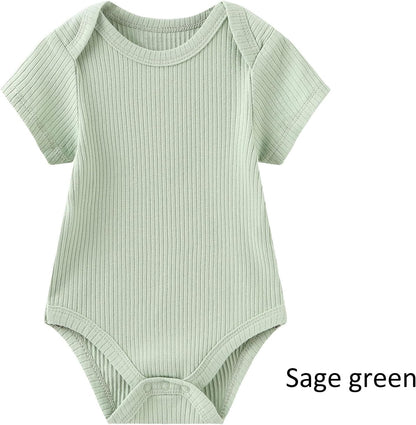 Baby Bodysuit and Pant Set 6-pcs Ribbed Soft Infant Boy Girl Clothes Outfits