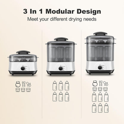 Baby Bottle Steamer, 3-in-1 Bottle Steamer and Dryer, Easy One-Dial Control Electric Steam Bottle