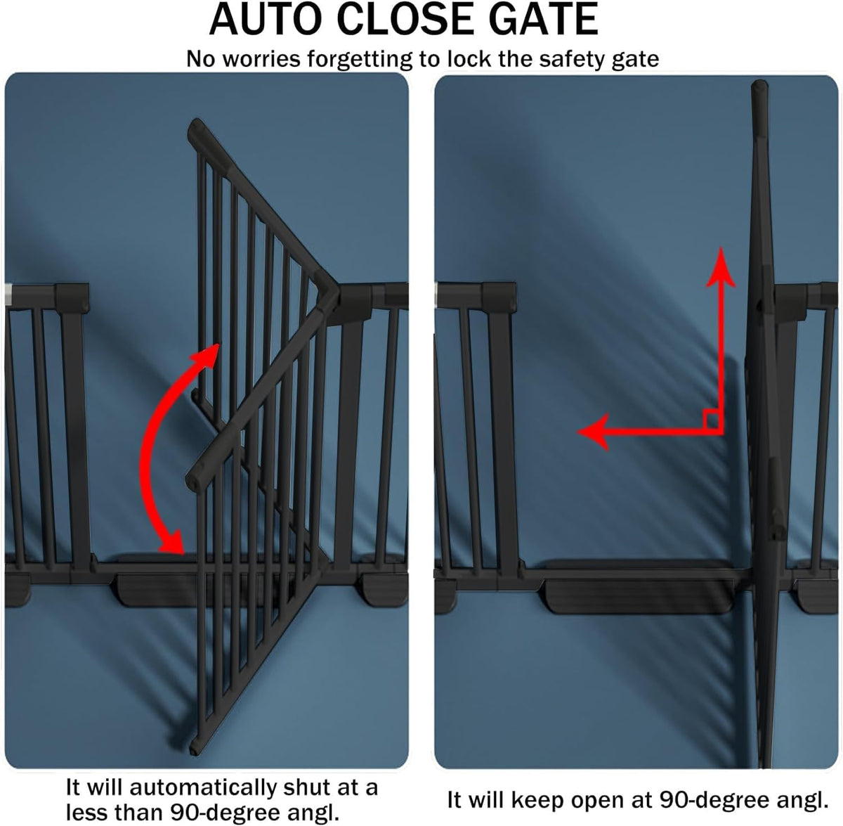 51 Inch Extra Tall Baby Gate Auto Close Cat Gate Adjustable 29.92"-43" Wide Pressure Mounted Pet
