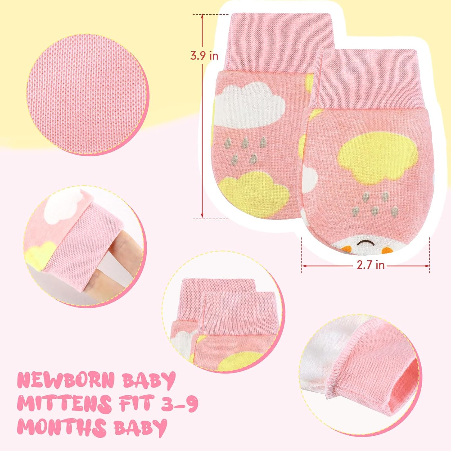 6 Pairs Newborn Baby Mittens No Scratch Gloves Infant Toddler Anti Scratch Essentials Unisex Cotton