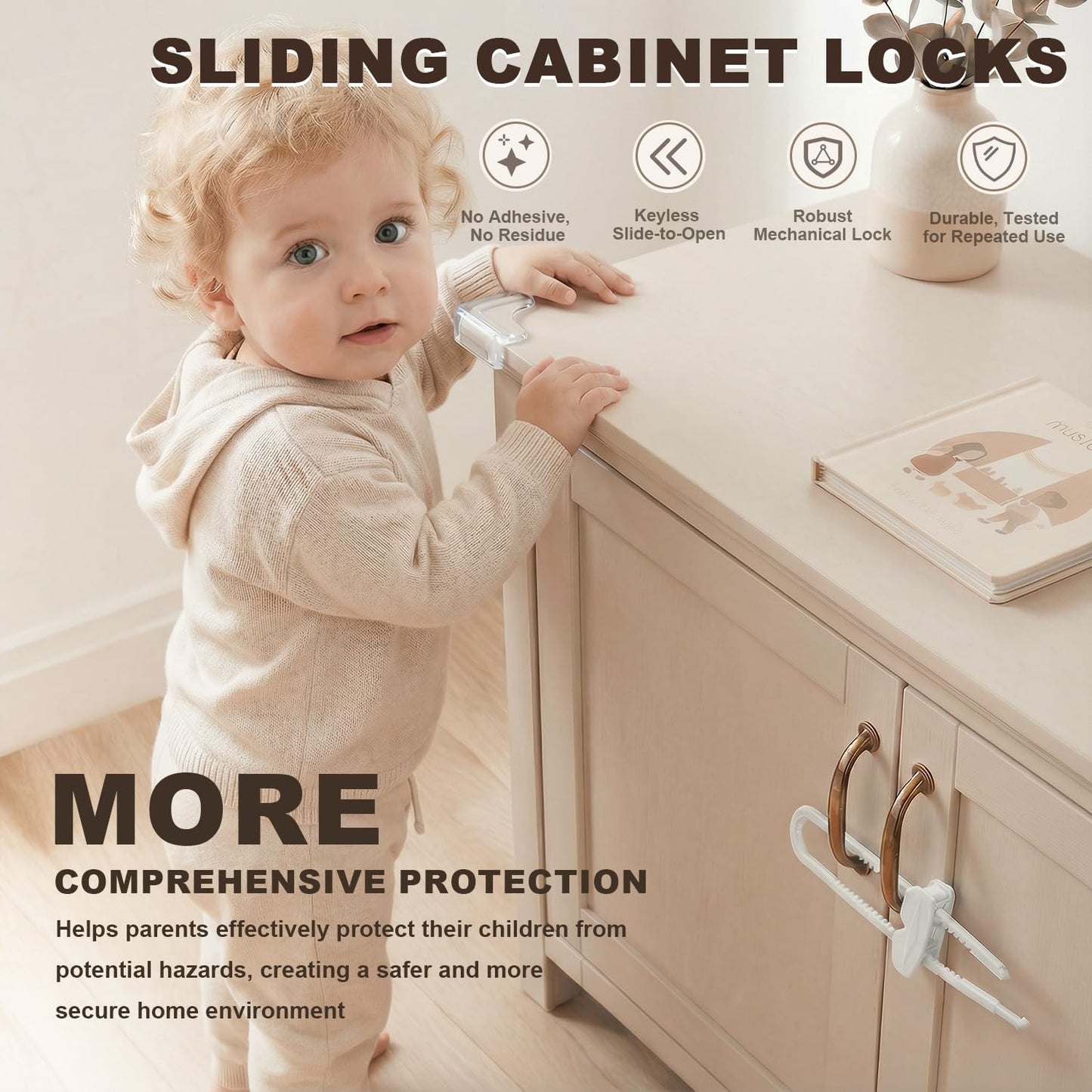 Hoxutym Baby Proofing Kit for Child, 45 Pack Child Safety Pack – Cabinet & Drawer Locks, No Drill