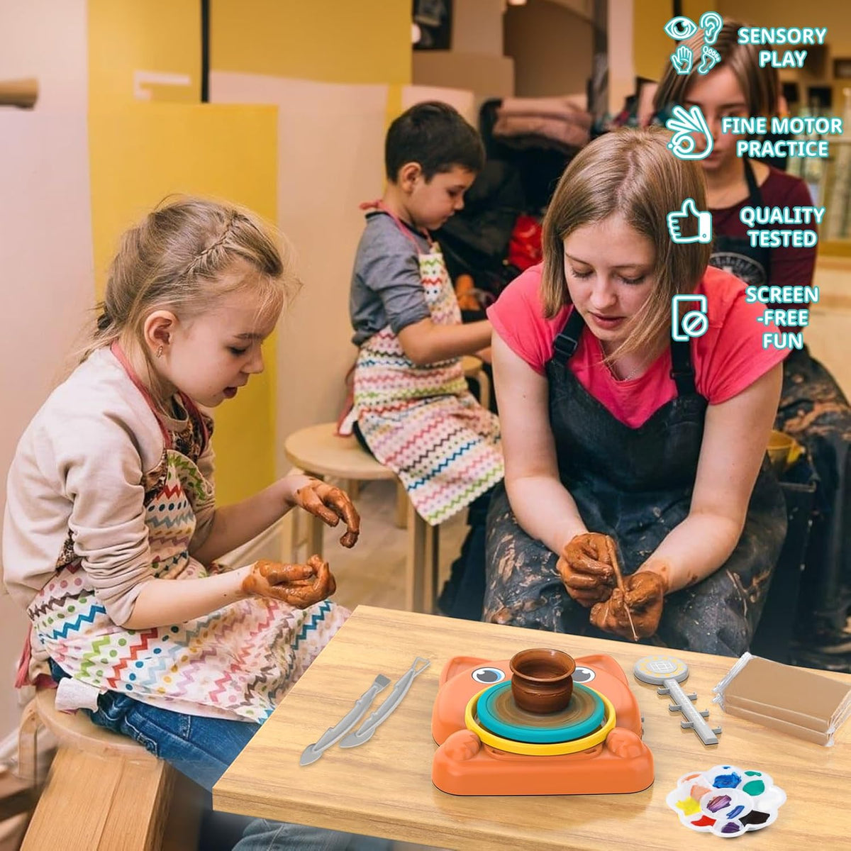 Pottery Wheel for Kids - Complete Pottery Painting Kit Art Supplies Arts and Crafts for Girls Boy