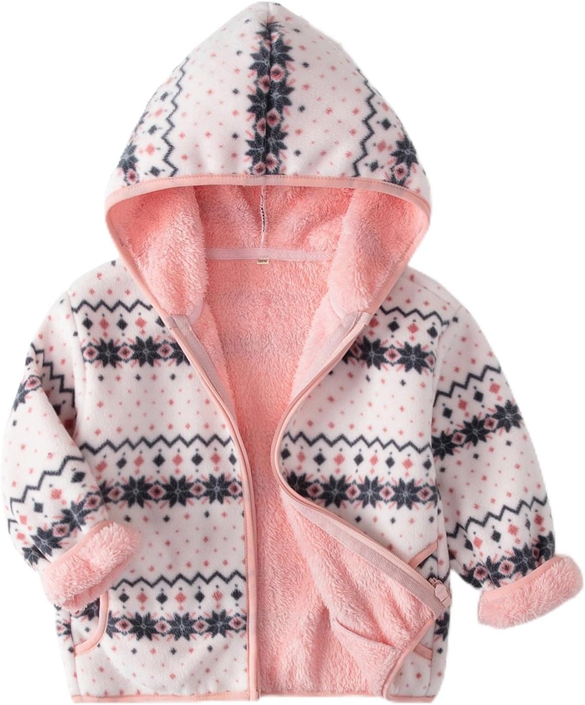 Toddler Printed Polar Fleece hooded Jacket Baby Boys Girls Kids Winter Warm Spring Autumn Outerwear
