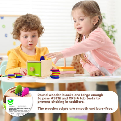 Montessori Toys for 1-3 Year Old: Color Sorting Wooden Drawer Box Toy for Toddlers, Object