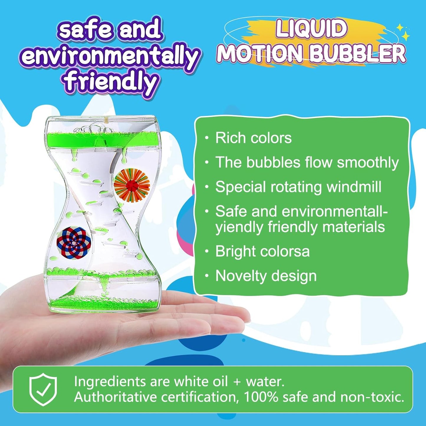 3Pack Liquid Motion Bubbler Timer for Caliming Sensory Toys, Autism Toys,Fidget Toy, Children