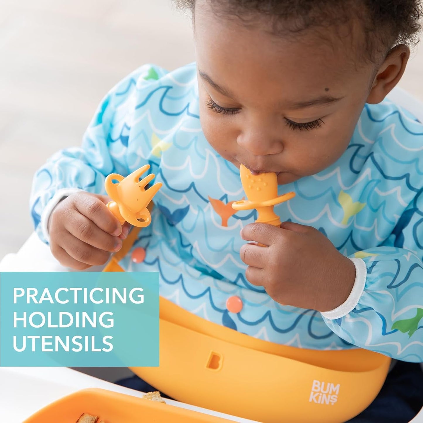 Bumkins Baby Utensils Set, Chewtensils Silicone Spoons for Dipping, Self-Feeding, Baby Led Weaning