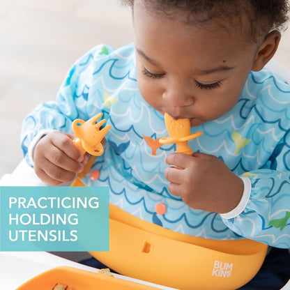 Bumkins Baby Utensils Set, Chewtensils Silicone Spoons for Dipping, Self-Feeding, Baby Led Weaning