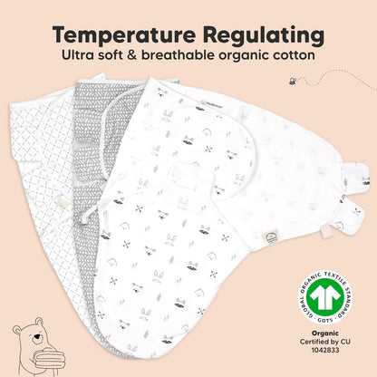 KeaBabies 3-Pack Organic Baby Swaddle Sleep Sacks - Swaddles for Newborns, Infant 0-3 Months, Baby