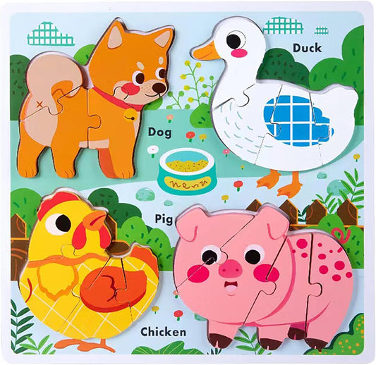 Farm Animal Puzzles for Toddlers 1-3, Gifts for 2 3 Years Old Girls Boys,Wooden Montessori Puzzle